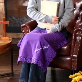 Velmitten 6 Pack 23'' Lap Scarf for Women Church with Lace Bible Verse Ladies Satin Handkerchief for Summer Skirts Covers(Classic)