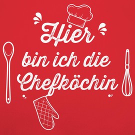 Shirtracer - Children's Apron for Boys and Girls - Cooking Apron - Hier bin ich die Chefköchin, 6 Red