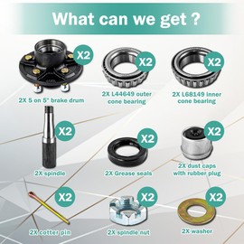 JADODE Trailer Idler Hub Kit 3500 lbs with 5-5" Bolt Circle Hub,for Wheel Round 84 with 1.75" Straight Trailer Axle Spindles & Bearings, Trailer Hub Kits