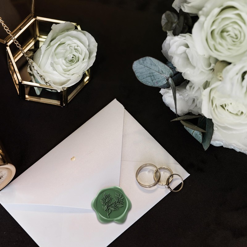 Conelist 50 Pcs Sage Green Wax Seal Stickers for Wedding