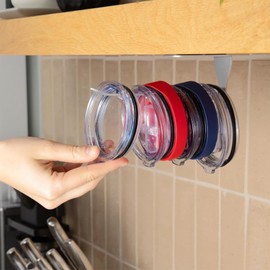 Horizontal Tumbler Lid Organizer, Stainless Steel Tumbler Lid Holder Under Cabinet Wall-Mounted Cup Lid Organizer, Space-Saving Tumbler Lid Holde for Kitchen Cabinets and Countertops Organization