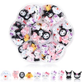 70 Pcs Nail Charms, TemBelle Slime Charms, Resin Flatbacks 3D Nail Charms for Nail Art Decorations Supplies, DIY Art Nail,Hair Clips, Refrigerator Magnets, Dress Up and Phone Cases Etc (10 Colors)