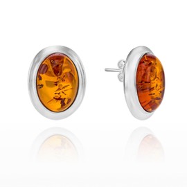 Copal Jewellery Amber Earrings, 925 Silver, Oval Box, Jewellery Box, Gift Idea