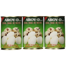 Aroy-D Aroy D Quail Eggs in Water 15oz Pack of 3 Ready to Eat Boiled Eggs Thailand