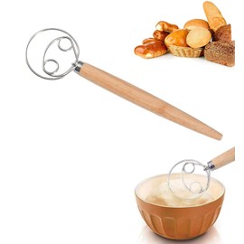 Edelstahl Holländischer SchneebesenDänischer Schneebesen mit MehlschaberBrotteig Schneebesen MixerPremium Schneebesen mischen für Die Brotherstellung Küche Mixer Zubehör-Werkzeug Für Die Küche