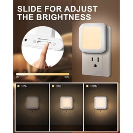 Night Light Plug in for Kids 2 Pack Bathroom Night Lights Baby Nursery LED Dimmable Dusk to Dawn Hallway Lamp Adjustable Brightness for Bedroom Toilet