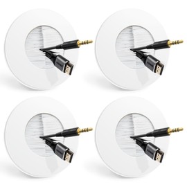 LEENUE 4 Pack in Wall Cable Management Kit for Wall Mounted TV, Slim Round Wall Cable Pass Through Plates with Hole Saw Drill Attachment for Easy Installation, White