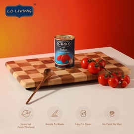 Thai Acacia Wood Monogram Rectangular Cutting Board w/Feet, best for chopping serving board, prep station, kitchen deco, cheese, meat, bread, veggies & fruits 15.7"x10.2" / 17.7"x11.8" (Large)