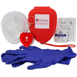 CPR Pocket Mask Kit - CPR Mask with One Way Valve Bundled with CPR Mask Keychain, Disposable Gloves and Alcohol Swab - CPR Face Shield Barrier - CPR Kit