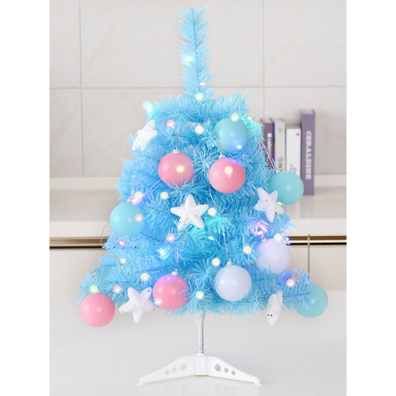 Mini Macaron Blue Christmas Tree Tabletop Xmas Tree with LED