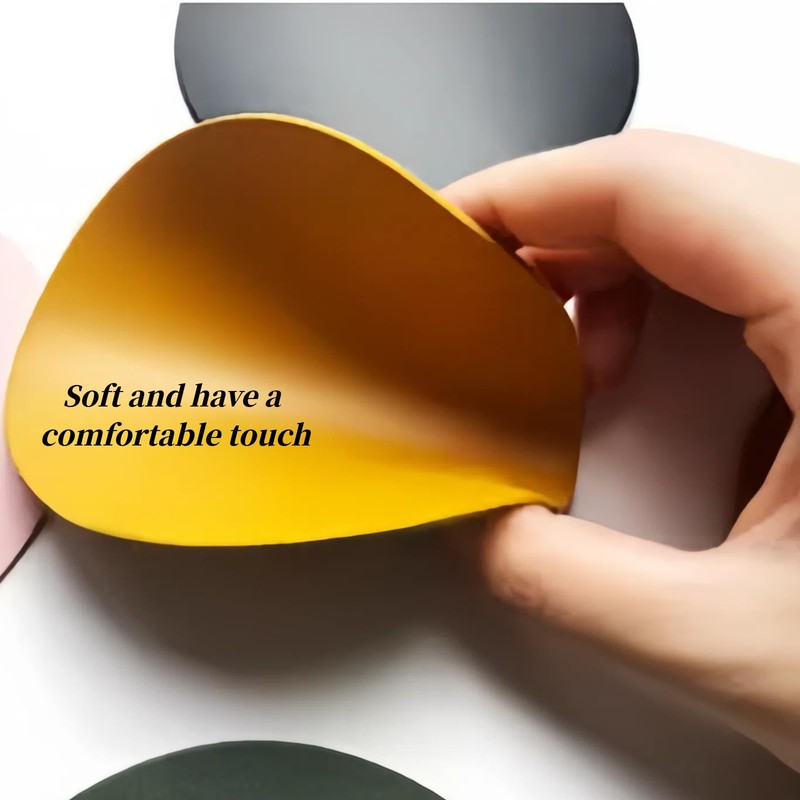 8pcs Yellow Round Leather Drinking Coasters 10CM,PU Leather Cup Mats