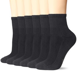 +MD 6 Pairs Ankle Quarter Socks for Women and Men, Smell Control Cushioned Sole Casual Athletic Socks, 6Black13-15
