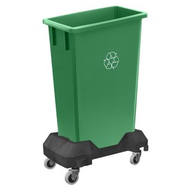 23 Gallon Slim Trash Can with Dolly, Heavy-Duty Wheeled Waste Bin, Commercial Rolling Recycle Container, Durable Plastic Garbage Can for Restaurants, Offices, Garages, Kitchens, Homes - Green
