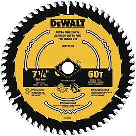 DEWALT Circular Saw Blade, 7 1/4 Inch, 60 Tooth, Wood Cutting (DWA171460B10)