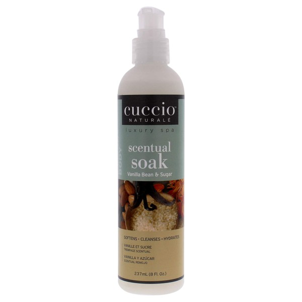 Cuccio Naturale Scentual Soak - Creamy, Liquid Wash For Mani-Pedi - No Parabens - Soften, Cleanse And Hydrate Skin - Anti-Aging Solution - Use On Hands, Body And Feet - Vanilla Bean And Sugar - 8 Oz