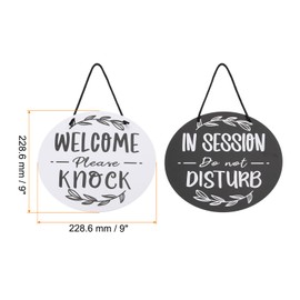 PATIKIL in Session Do Not Disturb Door Hanger Sign, PVC Double Sided Welcome Please Knock Door Sign Decor for Office, Meeting, Session, Home, Recording, Black White, 9" x 9"