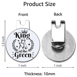 Hafhue King of The Green Golf Ball Marker with Magnetic Hat Clip, Funny Golf Accessories and Golf Gifts for Men Husband Dad Grandpa Him, Birthday for Golf Fan Golfer Golf Lovers