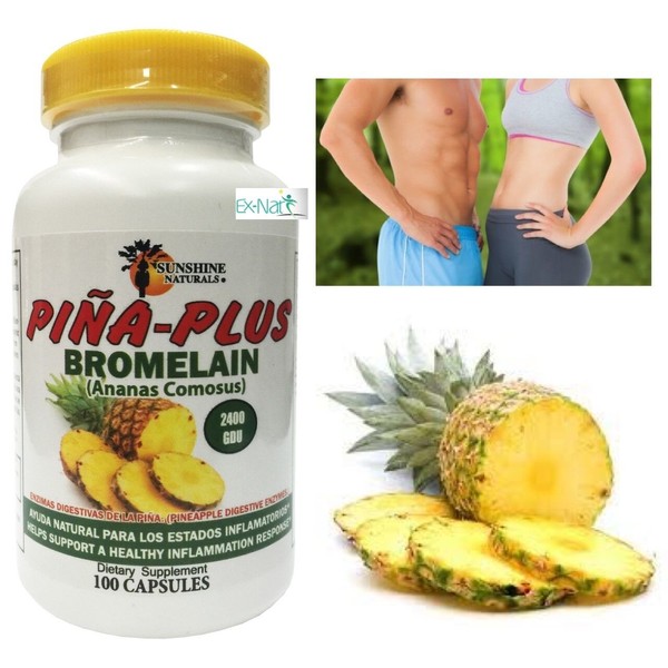 Pina Plus Bromelain 100 cap Digestive Enzymes Ananas Comosus Sunshine Naturals