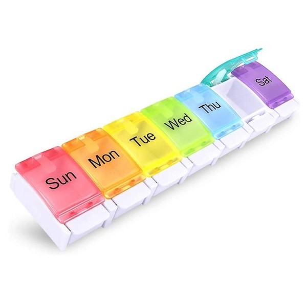 Rainbow 7 Days Pill Organizer, 1 Count Portable Travel Pill