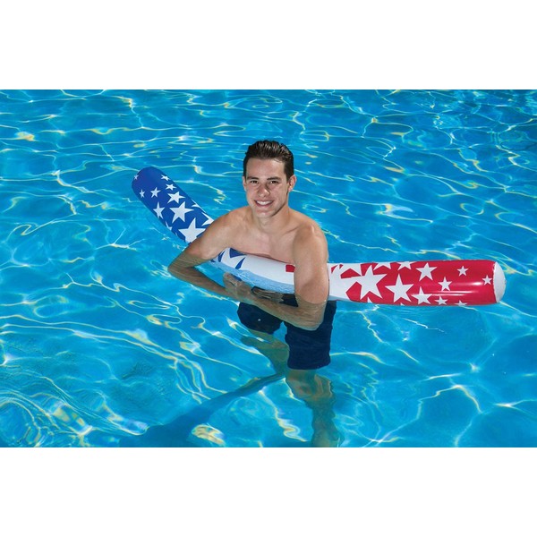 Poolmaster 81729 American Stars Inflatable Swimming Pool Noodle, 60 Inch, Red, White and Blue