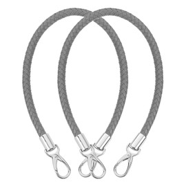 SUIKIHUM SUIKIHUM 2 Pack Braided Purse Straps, (60cm/23.62" Replacement Purse Strap) PU Leather Handbags Handles with Silver Spring Buckle for Clutch, (Dark Gray)