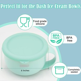 2PCs Reusable Silicone Lids for Dash My Mug Ice Cream Maker,Food Grade Bowl Covers,Compatible with Dash Ice Cream Maker,Ideal for Ice Cream Storage,Freezer Dishwasher Safe (Blue, 2 Pcs)