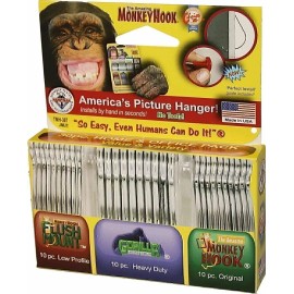 Monkey Hooks Picture Hangers Home and Office Pack, Gorilla Hook, Drywall...