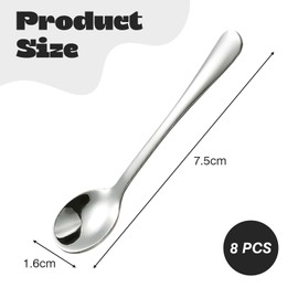 Pack of 8 Spice Spoons, Tiny Small Spoons, Stainless Steel, Mini Size 7.5 cm, Espresso Spoon, Small, Spice Spoon, Cute Stainless Steel Mini Spoon, Fun Little Scoops, Small Spoon for Spices, Salt