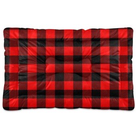 Mazeann Dog Bed Mat Large Pet Bed Black Red Plaid Washable Anti Slip Bottom Dog Fulffy Comfy Kennel Pad Cat Crate Mat Dog Pet Pad, 24 x 36 Inches