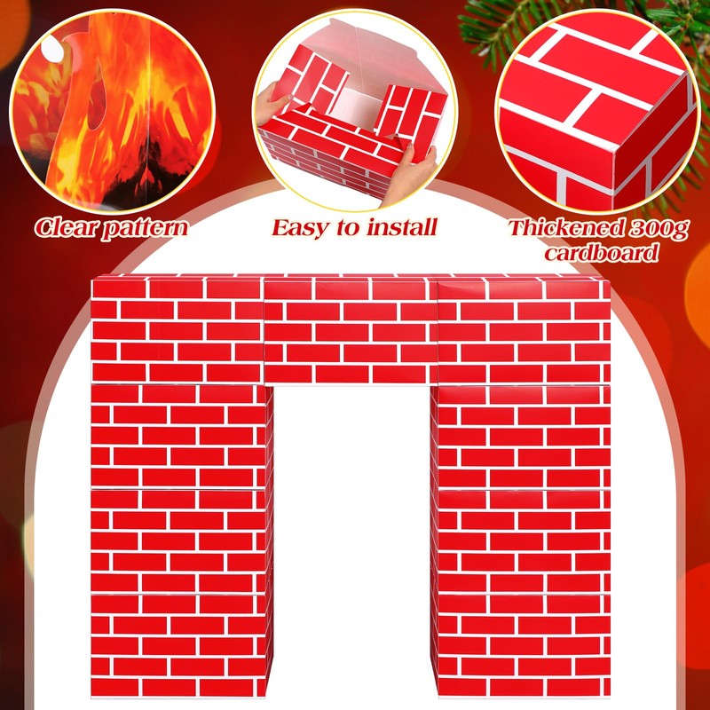 Fullhawl 3D Artificial Red Brick Cardboard Fireplace 39 x 35