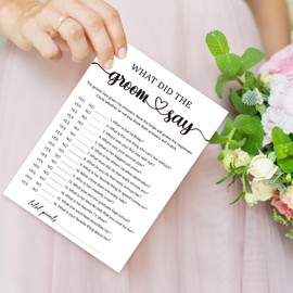 bxtala Bridal Shower Game Cards, What Did The Groom Say, Bride and Groom Party Fun Activities, 30 Game Cards, Engagement Wedding Party Supplies