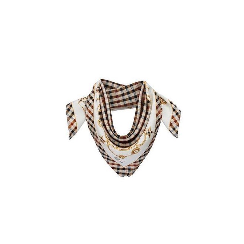 Daks (신세계센텀점)25S/SDCSC5E141I2SILK100% 베이지 체크 패턴 스퀘어 실크스카프 (SHINSEGAE CENTUM CITY)