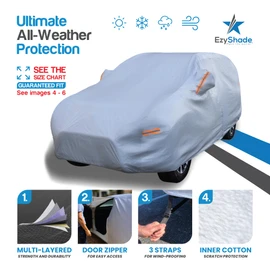 EzyShade 10-Layer SUV Car Cover Waterproof All Weather. See Vehicle Size-Chart for Accurate Fit. Outdoor Full Exterior Covers for Automobiles Heavy Duty Tarp Jeep Rav4 CRV. Size S5 (See SizeChart)