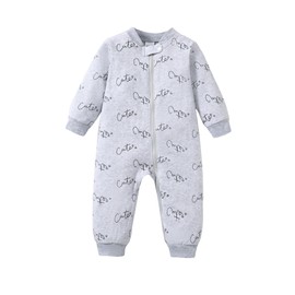 HOOGRIN Baby Girls Boys Zip Front Romper Jumpsuit,Gray Cute,3-6M