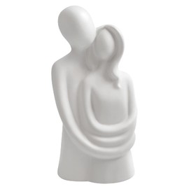 Notakia Esculturas románticas de cerámica de pareja abrazándose, apasionada de amor, decoración del hogar, moderna para oficina, librero, decoración de escritorio (pareja abrazándose, blanco)