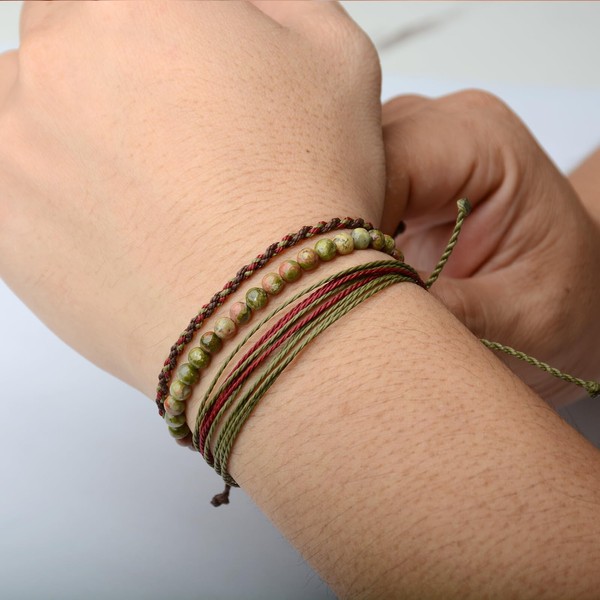 Handmade Natural Stone Beaded Healing Bracelet Gift for Men Adjustable