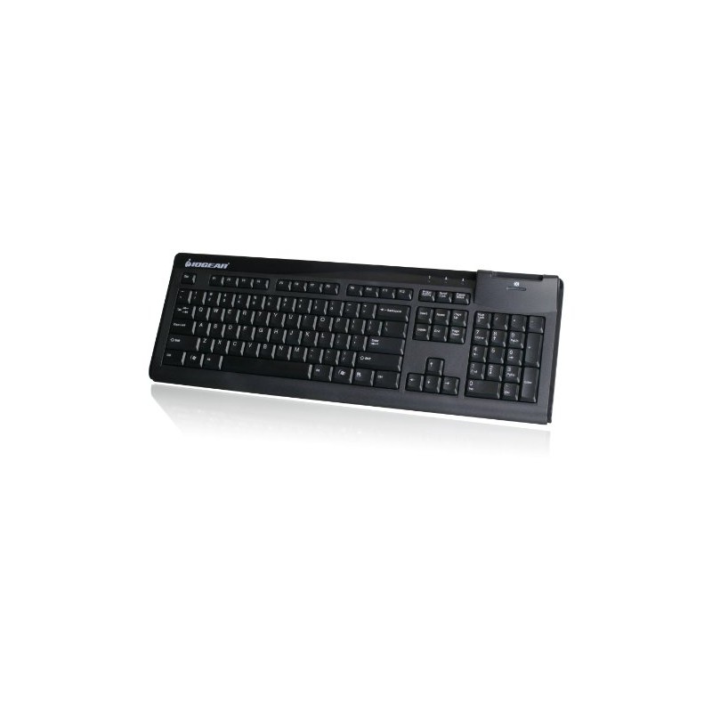 IOGEAR 104-Key Keyboard with Integrated Smart Card Reader GKBSR201TAA, Black