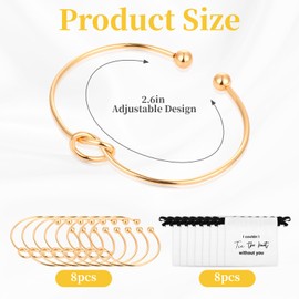 Mowouhn 16Pcs Silver Tie the Knot Bracelet Bridesmaid Gifts Set of 8 With Linen Cotton Small Drawstring Bags,Bridesmaids Proposal Gifts,Tie the Love Knot Bridesmaid Bracelet for Women Wedding