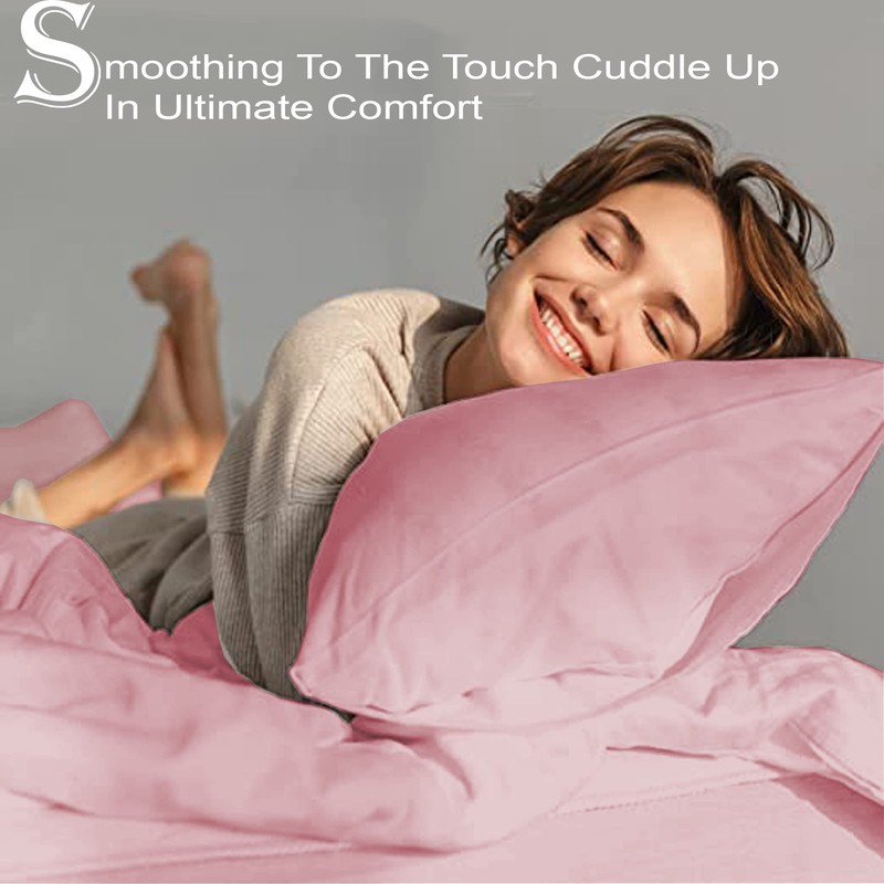 Apex Furnishings Single Duvet Cover Set Blush Pink, Brushed Microfibre