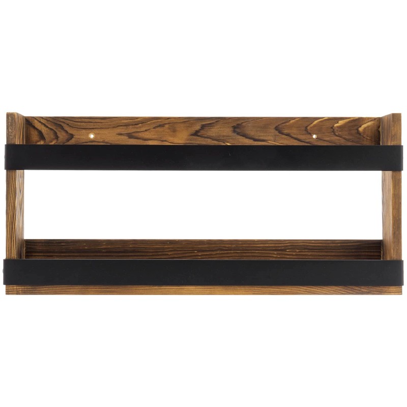 MyGift Rustic Burnt Solid Wood and Industrial Matte Black Metal