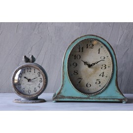 Creative Co-Op Grey Pewter Mantel Clock with Birds