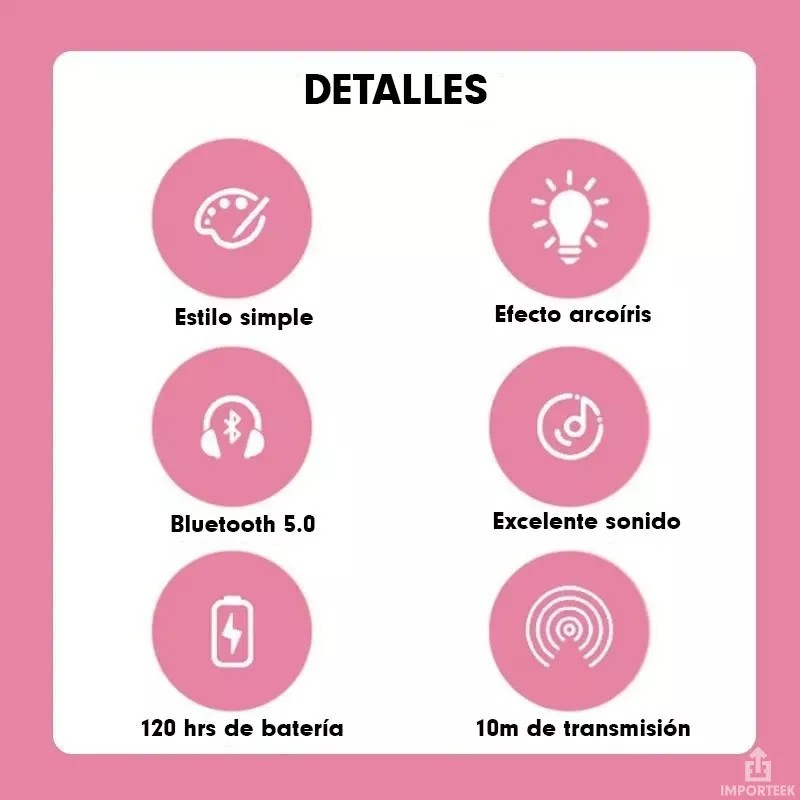 Importeek Audifonos Diadema Gamer Inalambrico Bluetooth Microfono Led