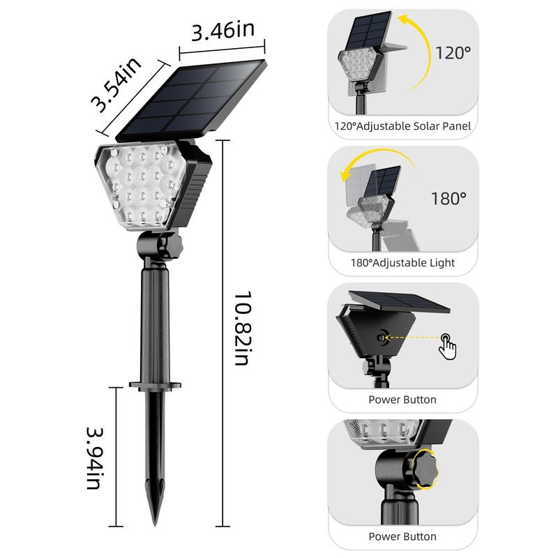 T-SUN Solar Lights Outdoor Waterproof IP65, 6Pack LED Solar Spot