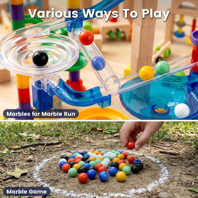 POPLAY 60PCS Glass Marbles Set, for Marble Board Game Chinese