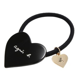 agn? s b. HA03-01 Heart Motif Hair Elastic Hair Accessory Bracelet (Black)
