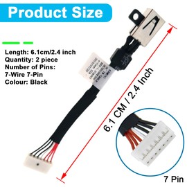 ZHUROUPU 2 Pcs DC Power Jack Charging Port Socket Plug in Cable with Wire Replacement for Dell XPS 15 9550 9560 9570 P56F001/Precision 5510 5520 5530 5540 (Black)