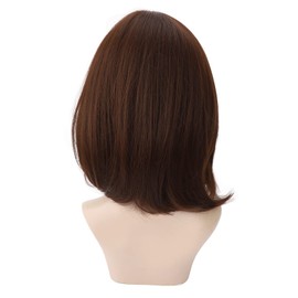 Brown Bob Wig With Bangs, Short Straight Synthetic Hair, Shoulder Length Short Straight Hair for Daily Party Cosplay Wear