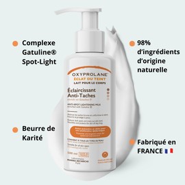 Oxyprolane Eclat du Teint - Brightening Milk Against Stains | Moisturising, Uniform & Nourishing - Gatuline Spot-Light, Turmeric & Shea Butter - Body Care for Dull Complexion or