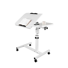Overbed Table with 4 Wheels - Height Adjustable Hospital Table | White
