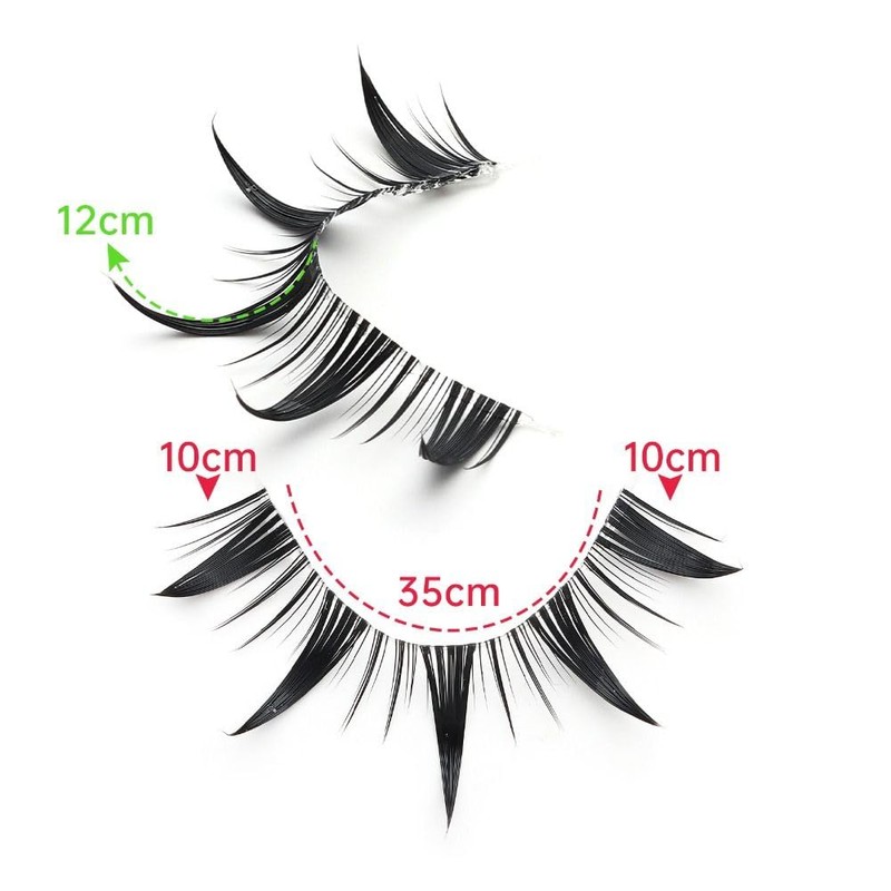 7 Pairs Cartoon Eyelashes and Clear Bands, Japanese Anime Cosplay